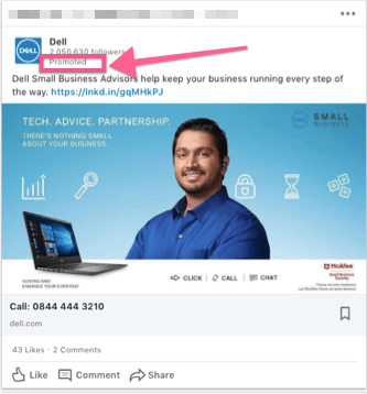 LinkedIn sponsored posts